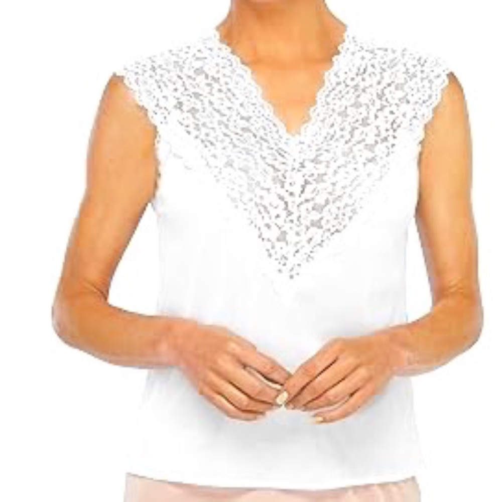 Vintage Collections Etc. Silky Camisole with Lace V-Neckline - Made in the U.S.A